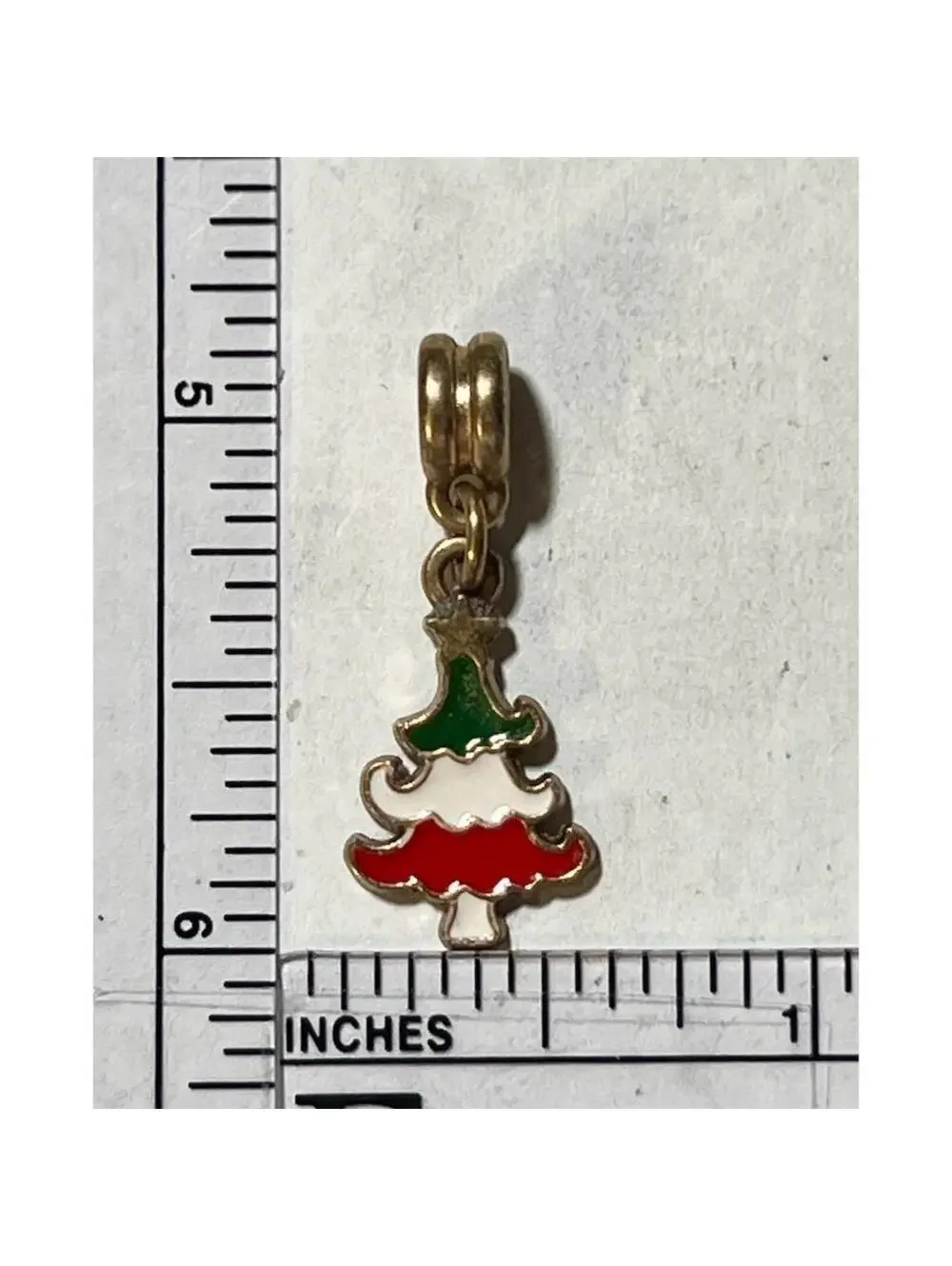 Gold Tone Christmas Tree Dangle Charm for Bracelet or Necklace Holiday Jewelry